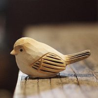 Small Wood-carved Songbird